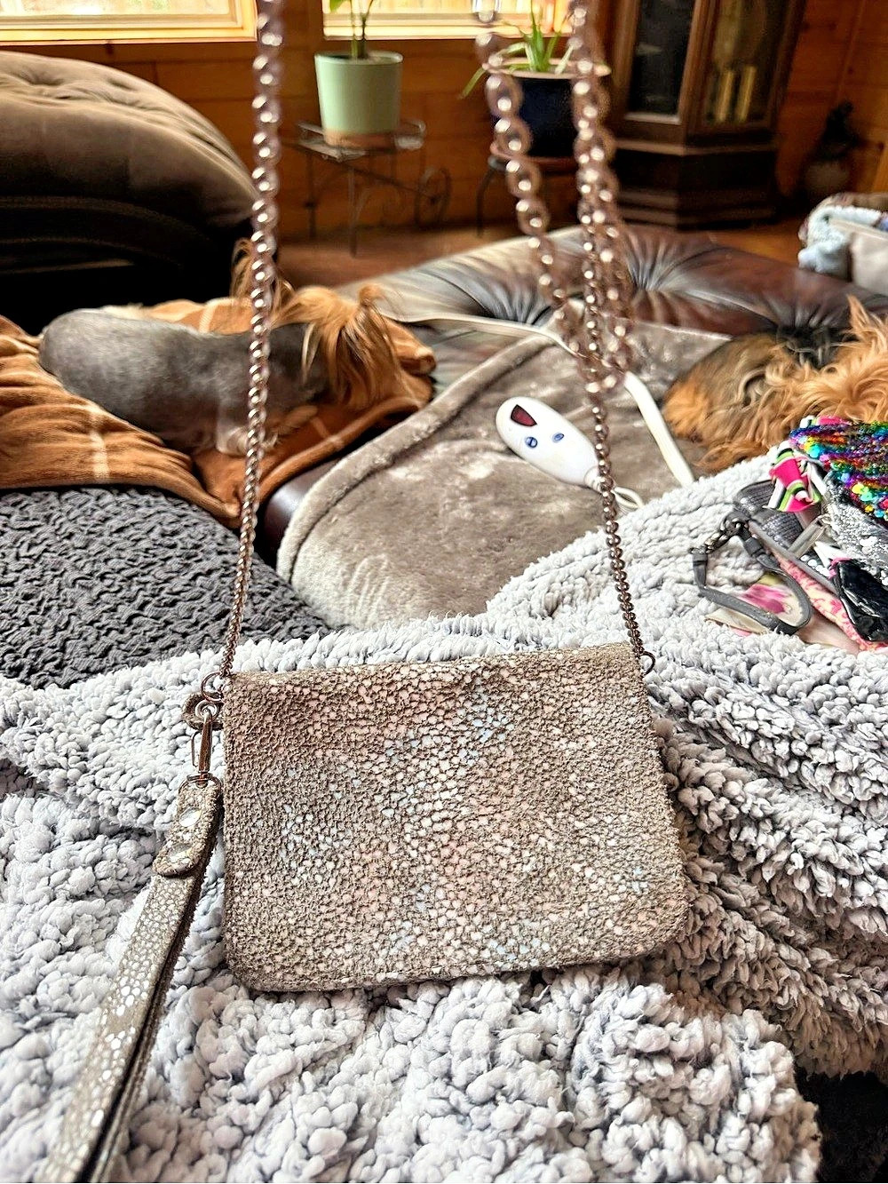 Coach Gray & White Crossbody Bag